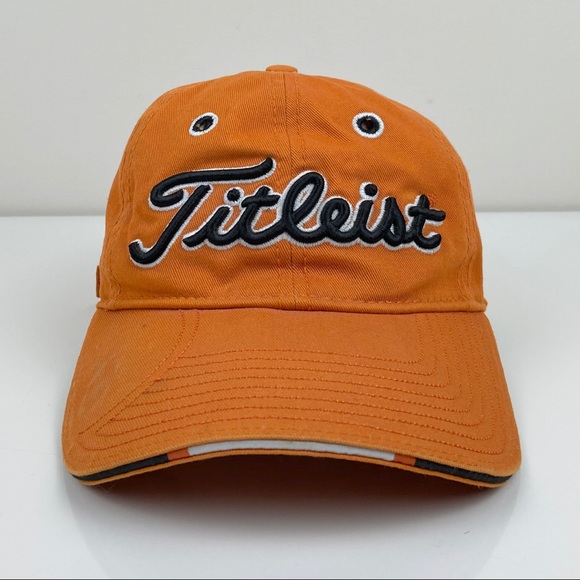 Titleist Golf Strapback Hat Orange & Black Adjustable Logo